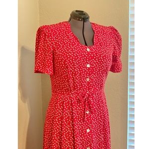 Floral Long Maxi Red Dress